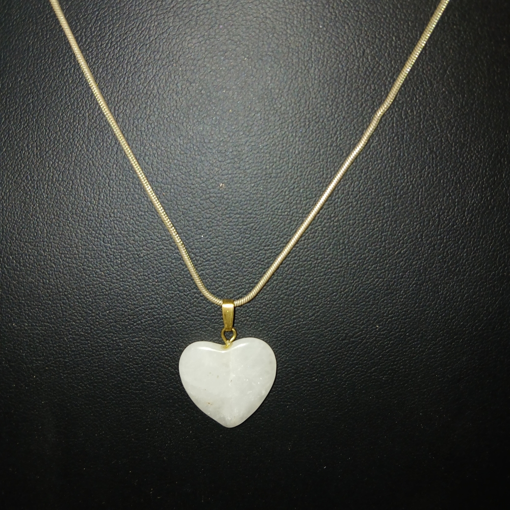 Heart Quartz Pendant On .925 Chain